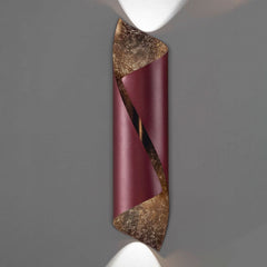 Applique murale Hué 54 en acier, rouge et bronze, 2 lumières, Ø 12 cm