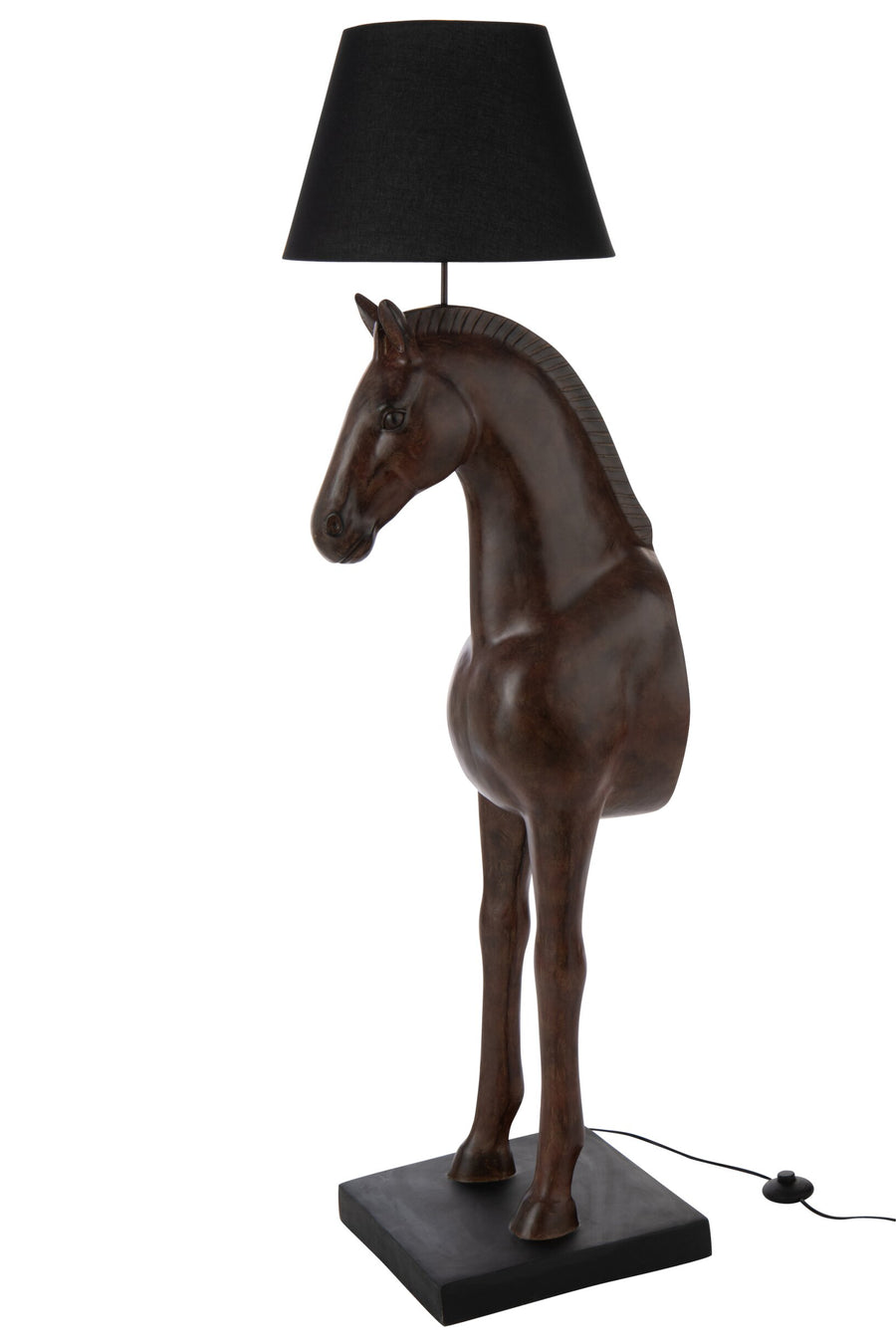 Lampadaire cheval en polyrésine marron foncé