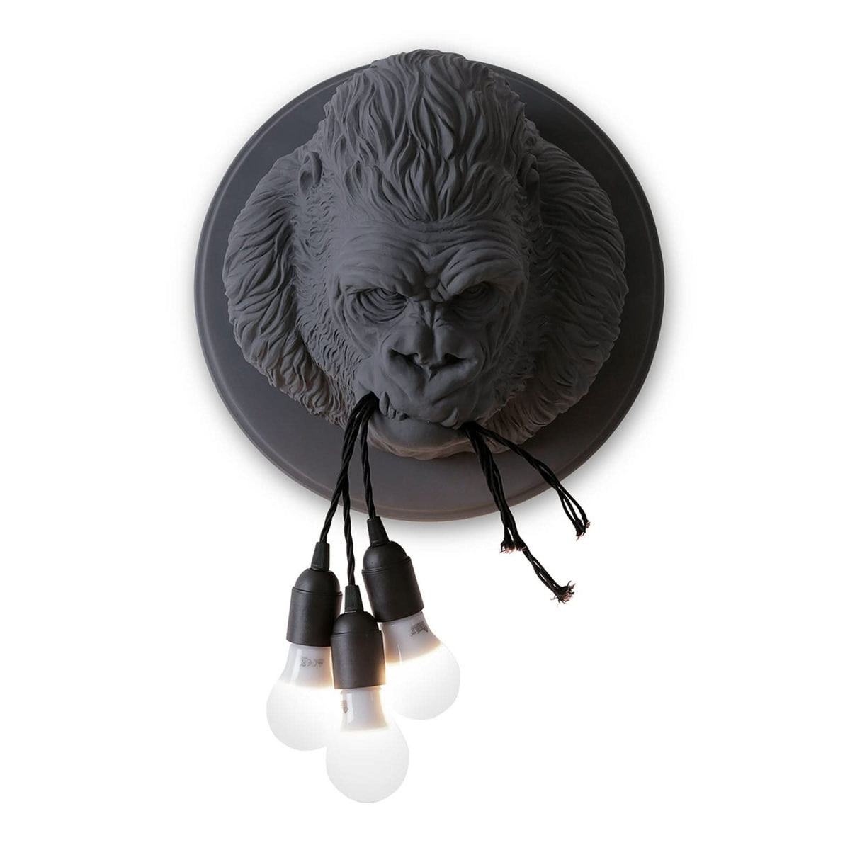 Applique murale Ugo Rilla en céramique, gris mat, 3 lumières, Ø 41,5 cm
