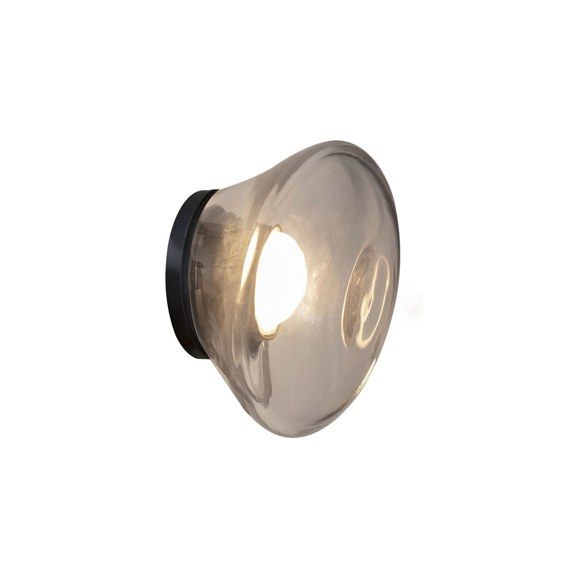 Applique murale LED Agua en verre, noir et transparent, Ø 13 cm, IP44, 3000 K, 3,2 W