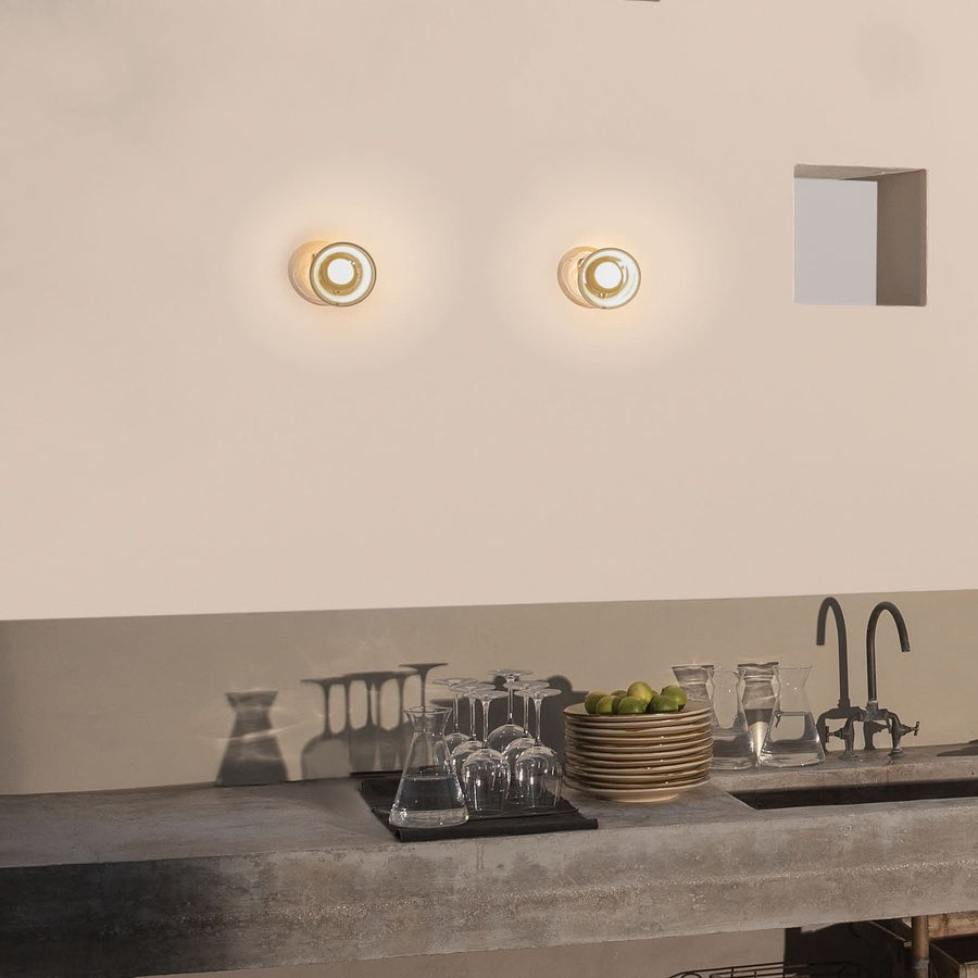 Applique murale LED Agua en verre, noir et transparent, Ø 13 cm, IP44, 3000 K, 3,2 W