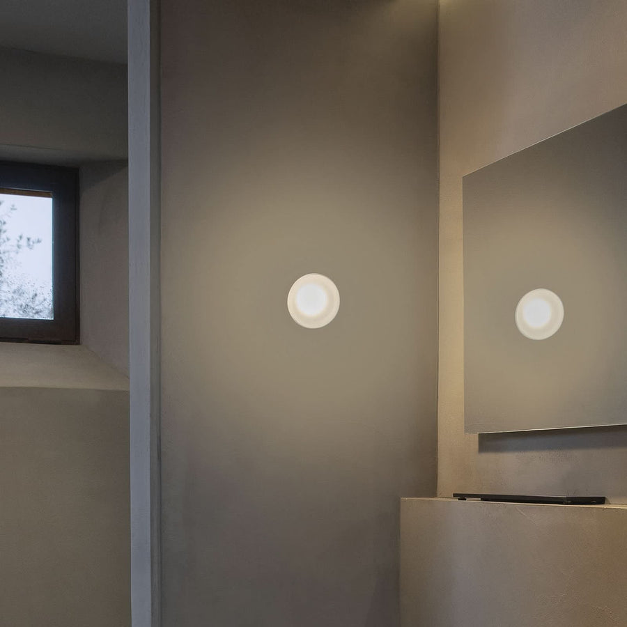 Applique murale LED Agua en verre, noir et transparent, Ø 13 cm, IP44, 3000 K, 3,2 W, modèle 2