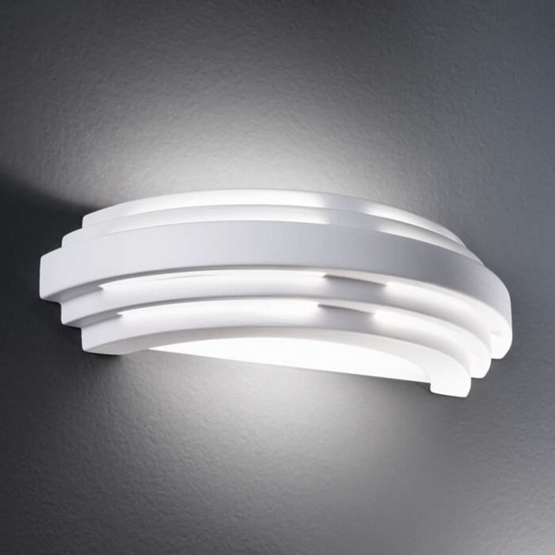 Applique murale Stiegel en céramique, blanc, hauteur 8 cm, 60 W, largeur 30 cm