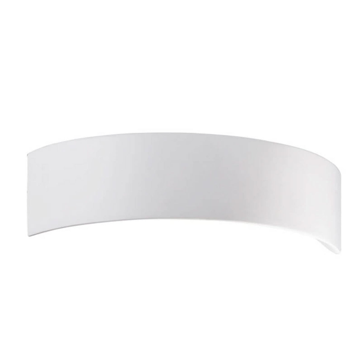Vue de face de l'applique en céramique blanche recourbée, sur fond blanc.