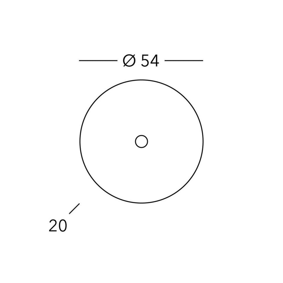 Schéma technique indiquant un diamètre de 54 cm et une profondeur de 20 cm