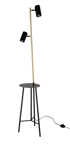 Lampadaire Perret 2 lumières doré et noir