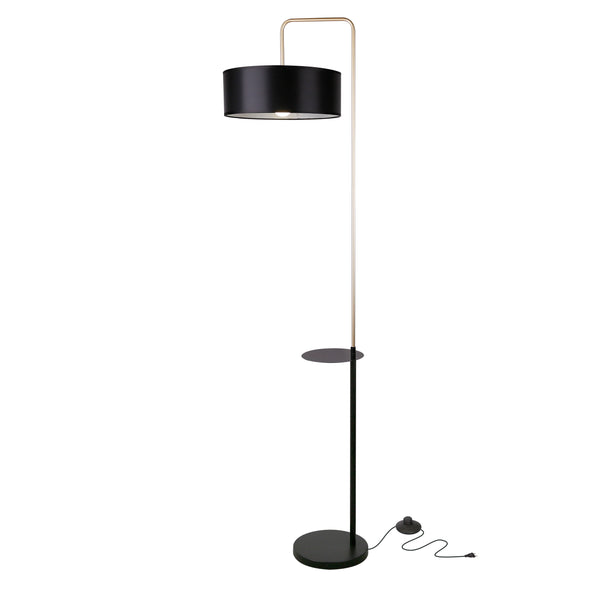 Lampadaire Impact noir et doré, tissu