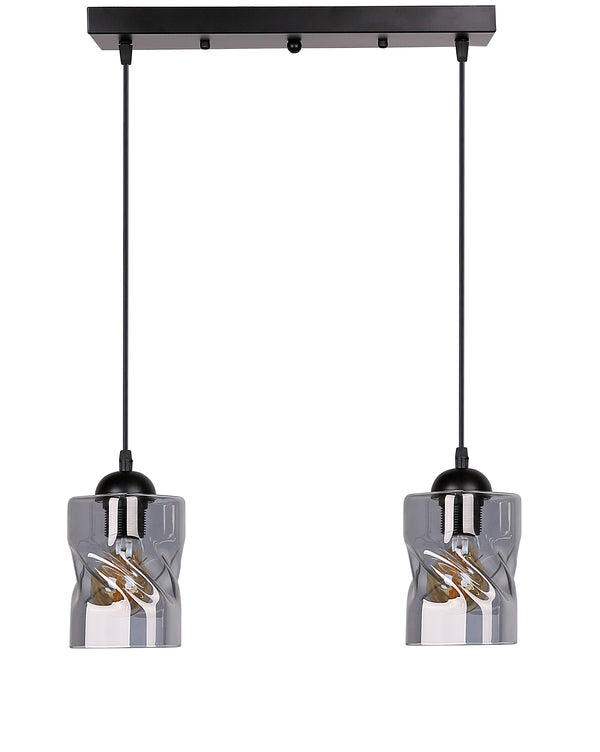 Suspension Felis 2 lumières noire, verre (réf. 32-00132)