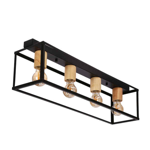Plafonnier Retro 4 lumières noir
