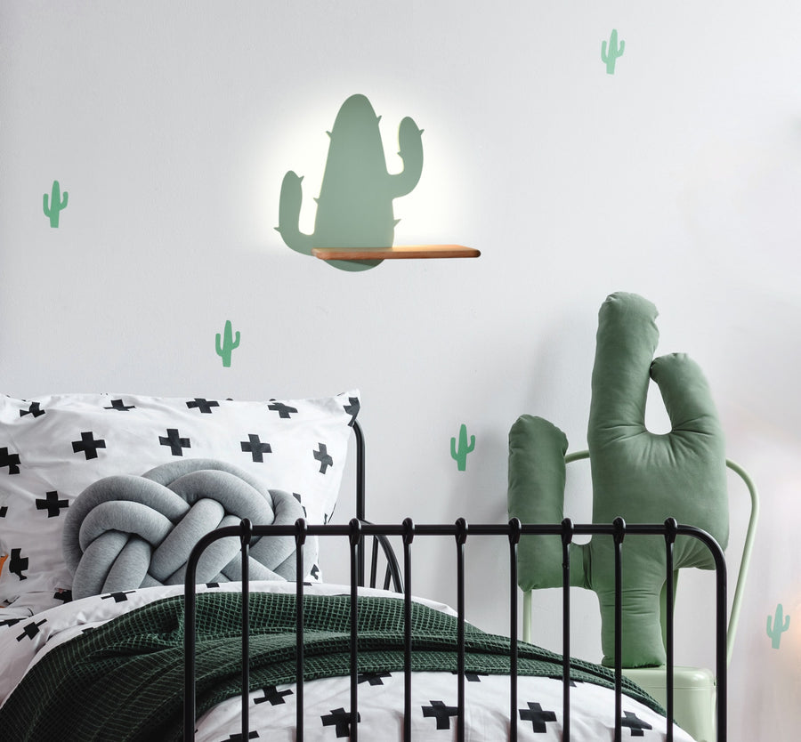 Applique murale LED Cactus 2 pour chambre d'enfant verte, bois, 4 W