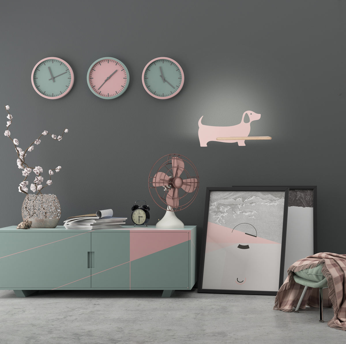 Applique murale LED Dog pour chambre d'enfant, bois (réf. 21-00989)
