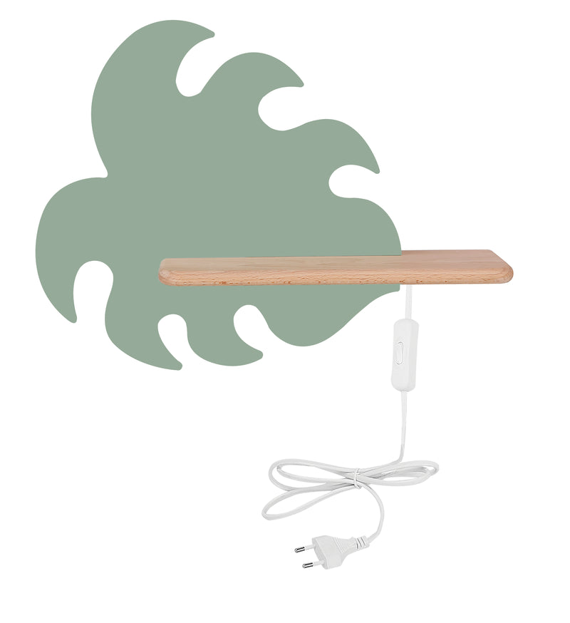 Applique murale LED Monstera pour chambre d'enfant, bois