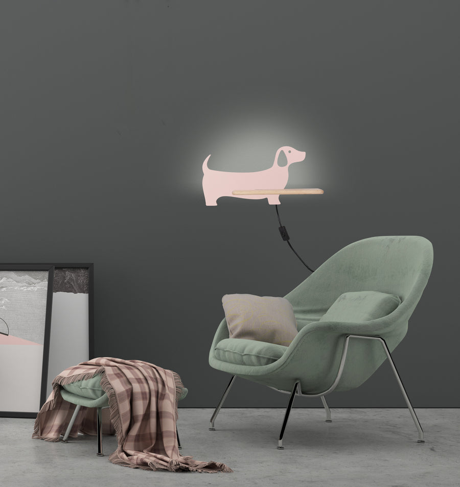 Applique murale LED Dog pour chambre d'enfant, bois (réf. 21-02983/21-01047/21-01030)