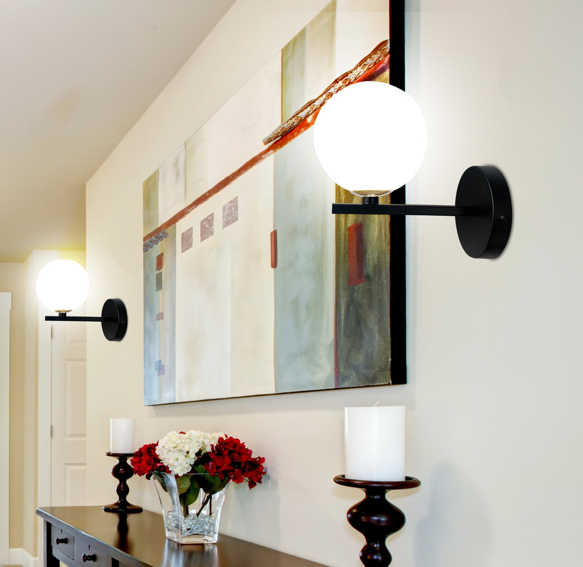 Applique murale Kama noire, verre