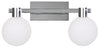 Applique murale Maldus 2 lumières chromée et blanche, verre