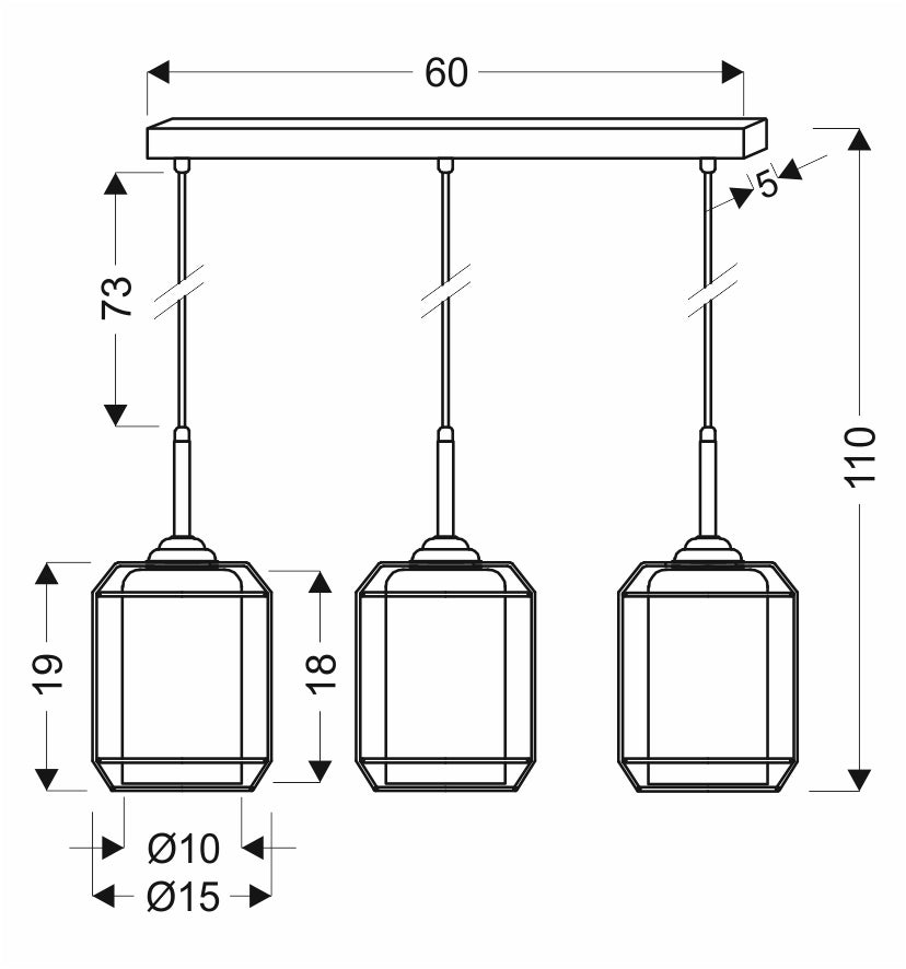 Suspension Jonera noire, verre, L 67 cm