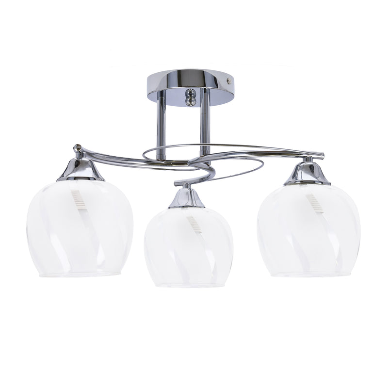 Plafonnier Prego 3 lumières chromé et transparent, verre