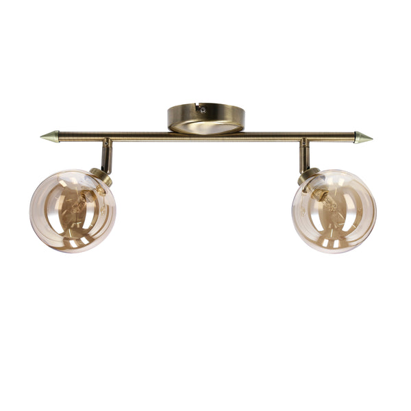 Plafonnier Rodia 2 lumières ambré, verre