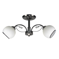 Plafonnier Pearl 2 lumières noir et blanc, verre