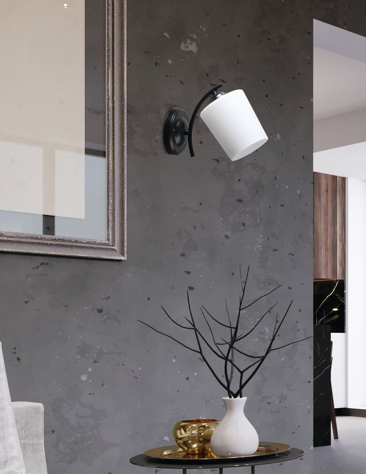 Applique murale Esnyr noire, verre