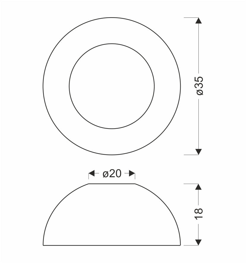 Schéma de dimensions du plafonnier avec diamètre et hauteur