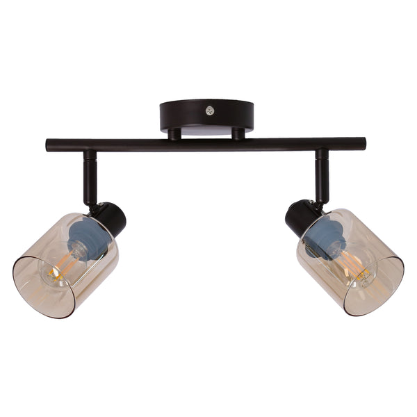 Plafonnier Agra 2 lumières noir, verre