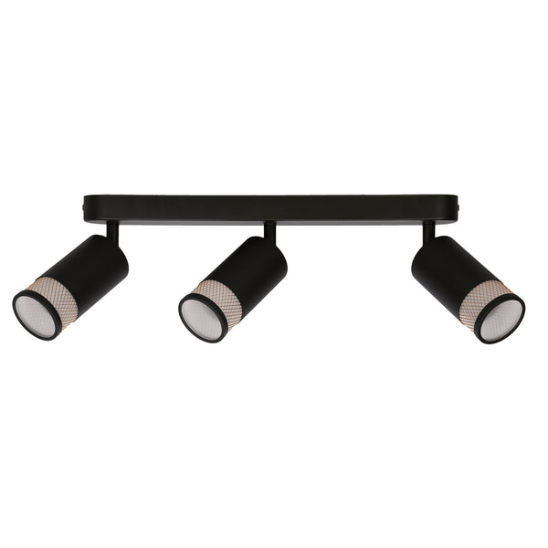 Plafonnier Flin 3 lumières noir et doré, L 48 cm