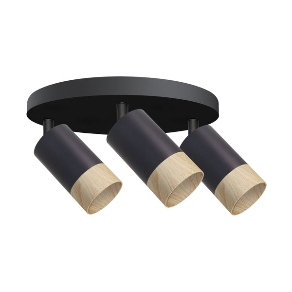 Plafonnier Conti 3 lumières noir, L 32 cm