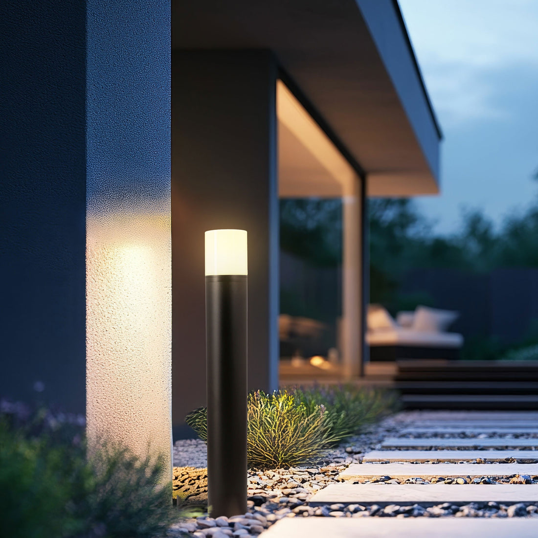 Borne extérieure LED Sedum noire, IP65