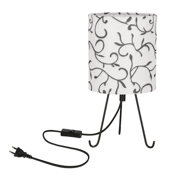 Lampe à poser Smally noire et blanche, tissu