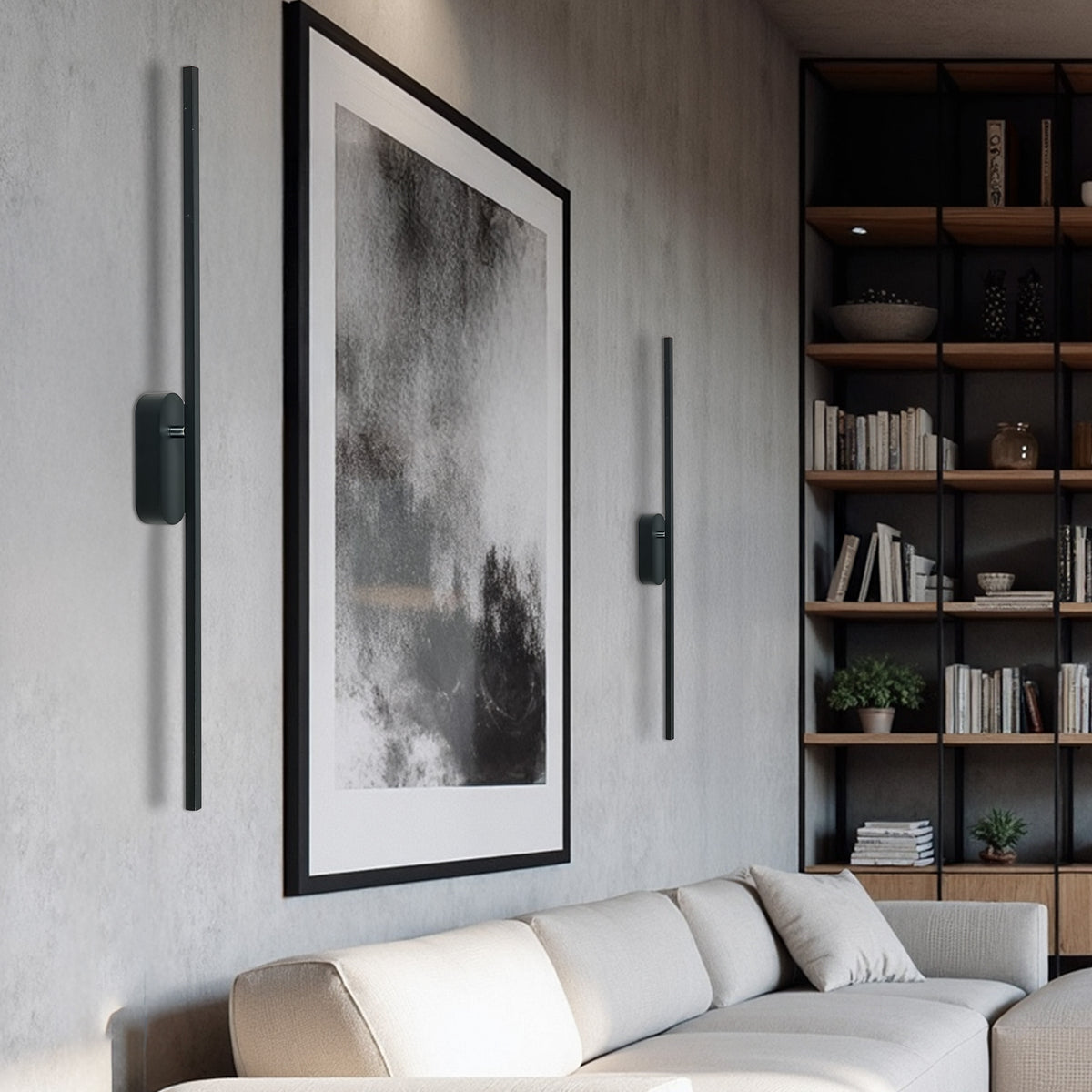 Applique murale LED Bagette noire, L 80 cm