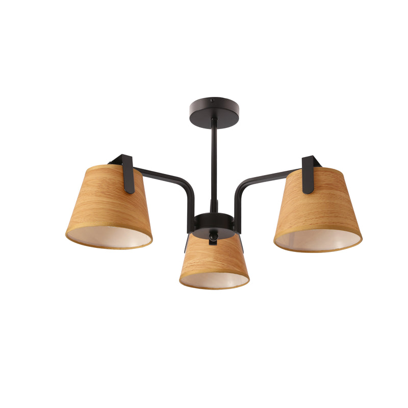 Plafonnier Milbury 3 lumières marron, tissu