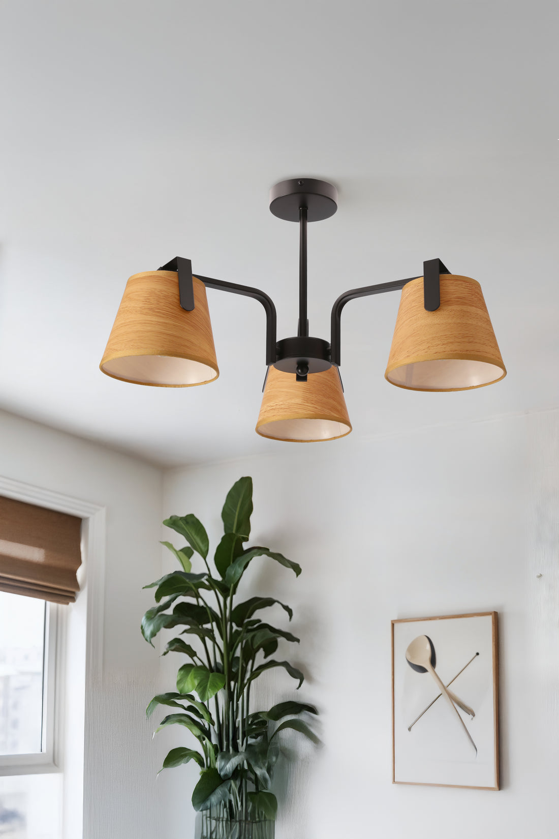 Plafonnier Milbury 3 lumières marron, tissu