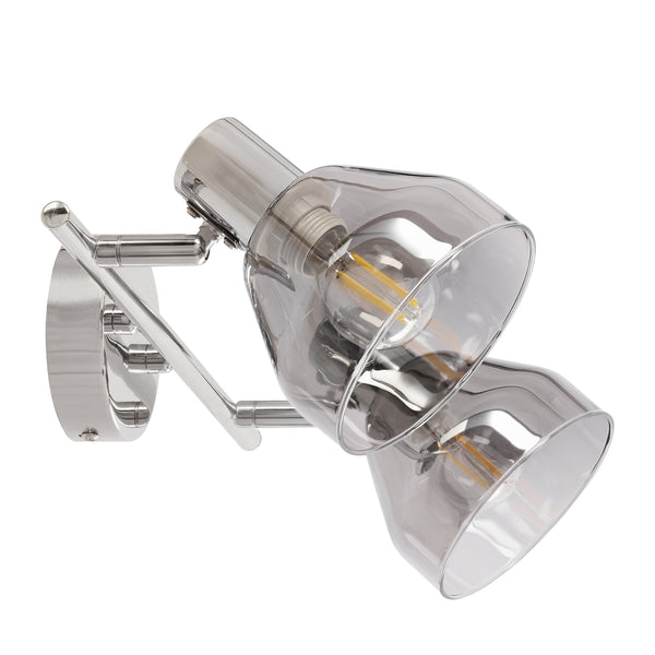 Plafonnier Grazia 2 lumières argenté, verre