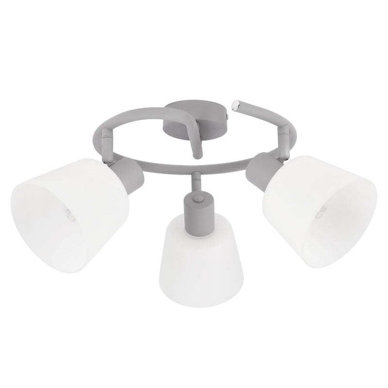 Plafonnier Ginko 3 lumières gris, verre