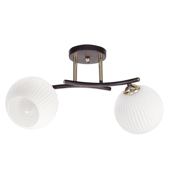 Plafonnier Calmo 2 lumières marron, verre