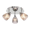 Plafonnier Jeffrey 3 lumières argenté, verre, L 36 cm