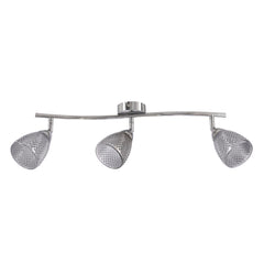 Plafonnier Estello 3 lumières argenté, verre, L 68 cm
