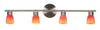 Plafonnier Drops 4 lumières nickel satiné et multicolore, verre