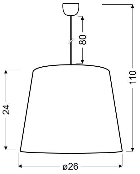 Schéma de dimensions de la suspension avec hauteur totale et diamètre