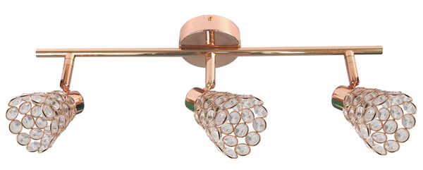 Plafonnier Glossy 3 lumières doré, cristal