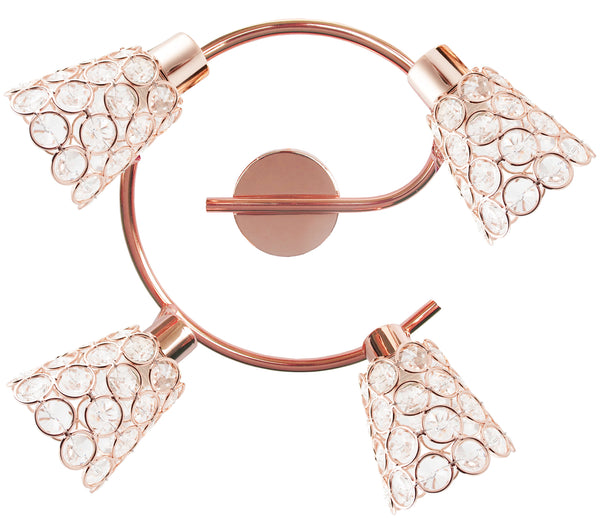 Plafonnier Glossy 4 lumières doré, cristal