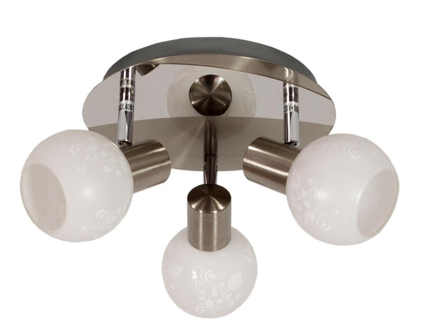 Plafonnier Avila 3 lumières nickel satiné, verre