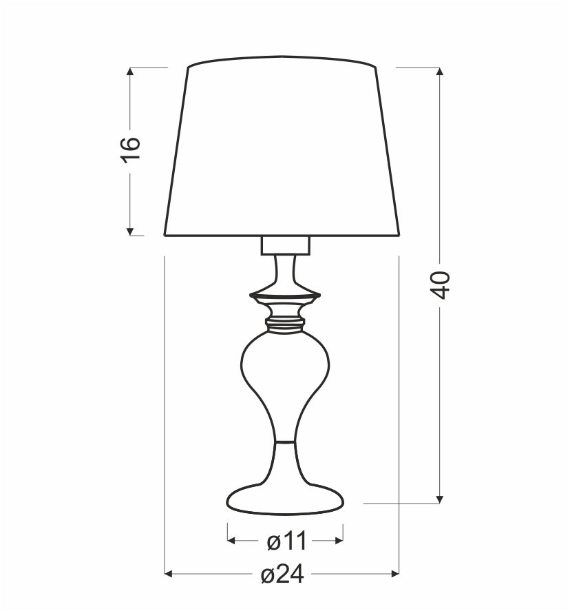 Schéma technique coté indiquant hauteur totale 40 cm et diamètre 24 cm.