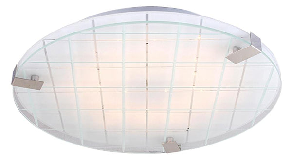 Plafonnier LED Noble chromé et blanc, verre