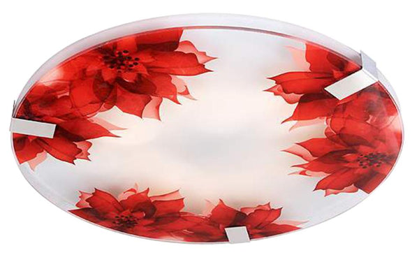 Plafonnier LED Rapsody rouge, verre, L 31 cm, H 9 cm