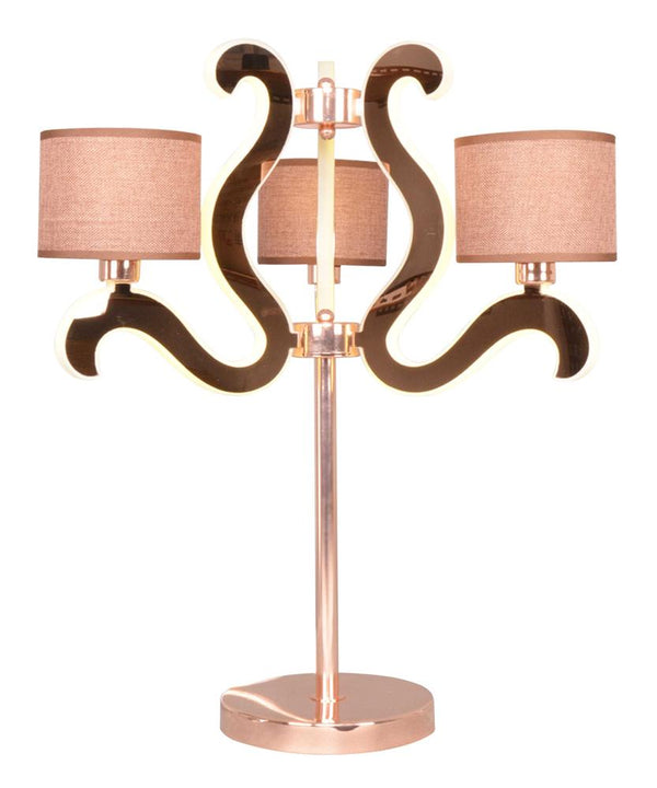Lampe à poser LED Ambrosia 3 cuivrée, tissu