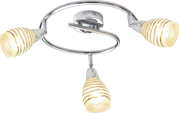 Plafonnier Jubilat 3 lumières argenté, verre, L 38 cm