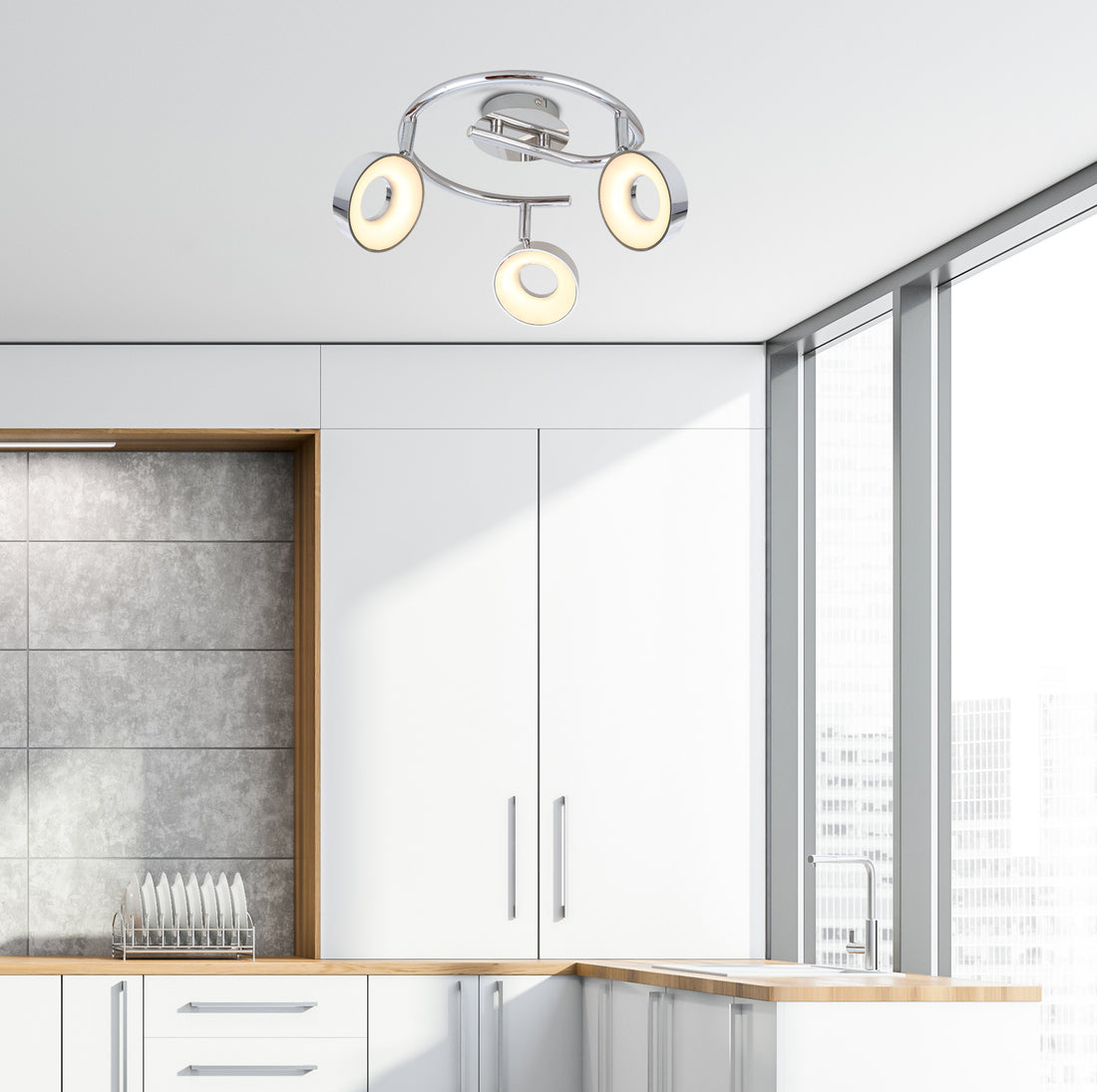 Plafonnier LED Isla 3 lumières chromé