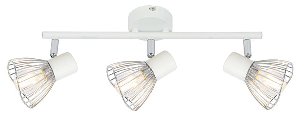 Plafonnier Fly 3 lumières blanc et chromé, L 56 cm
